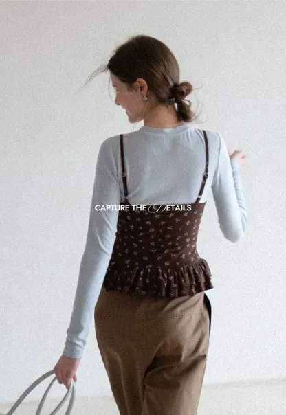 floral peplum tank top with ruffle hem