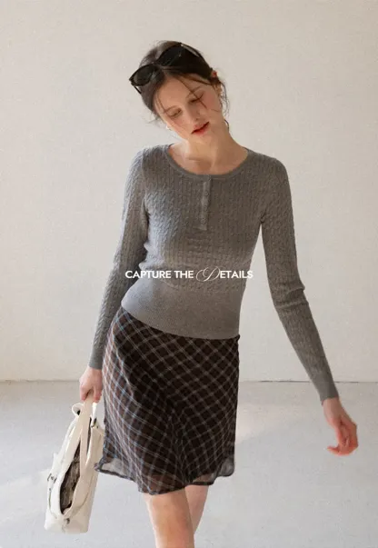 Plaid Skirt with Flowy Hem Design