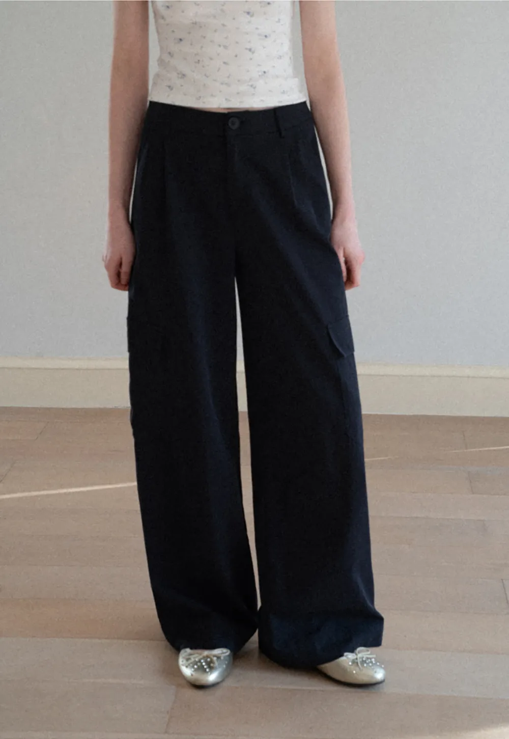 Wide Leg Pleated Casual Pants