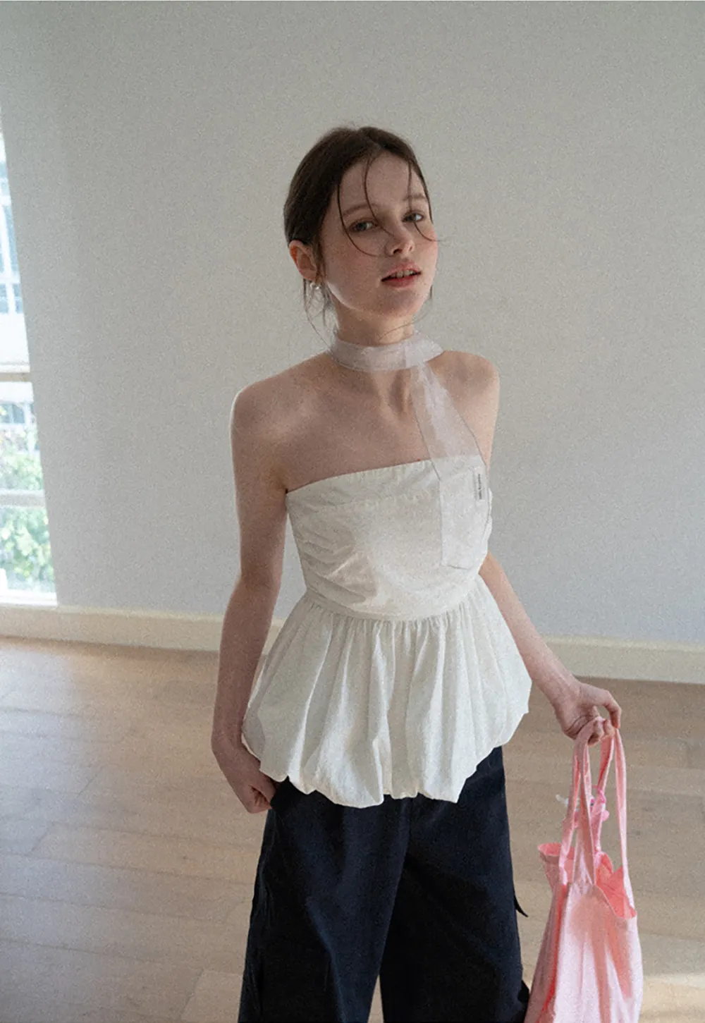 Smocked Waist Checkered Tank Top