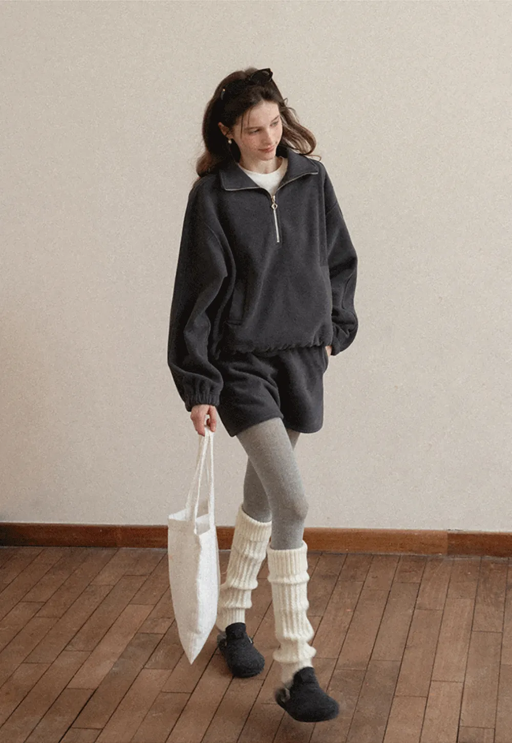 Fleece Mini Skirt Elastic Waist Casual Wear