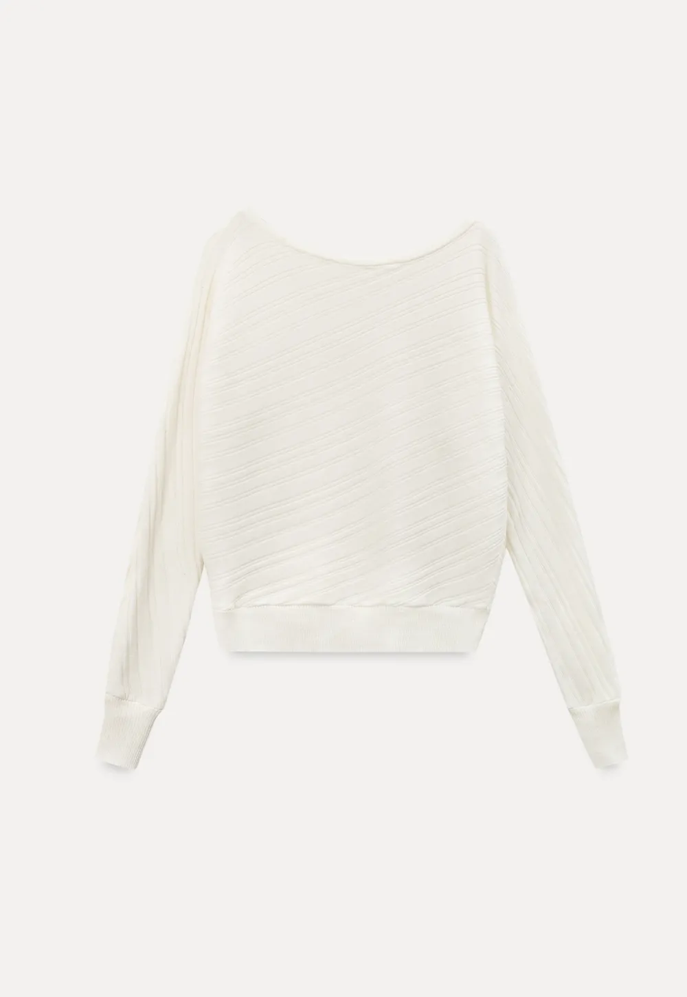 Ribbed knit sweater with wide neckline and long sleeves