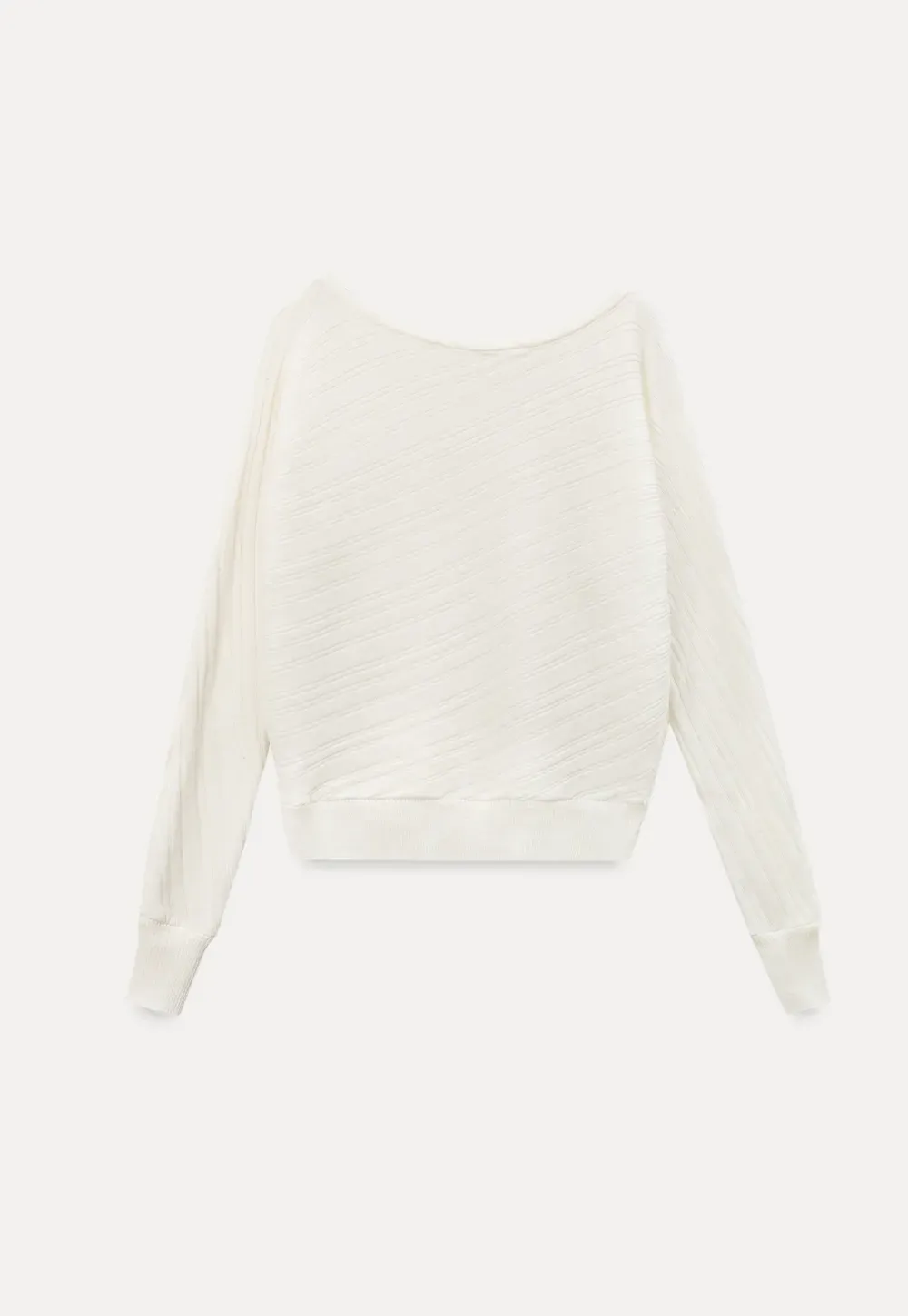 Ribbed knit sweater with wide neckline and long sleeves