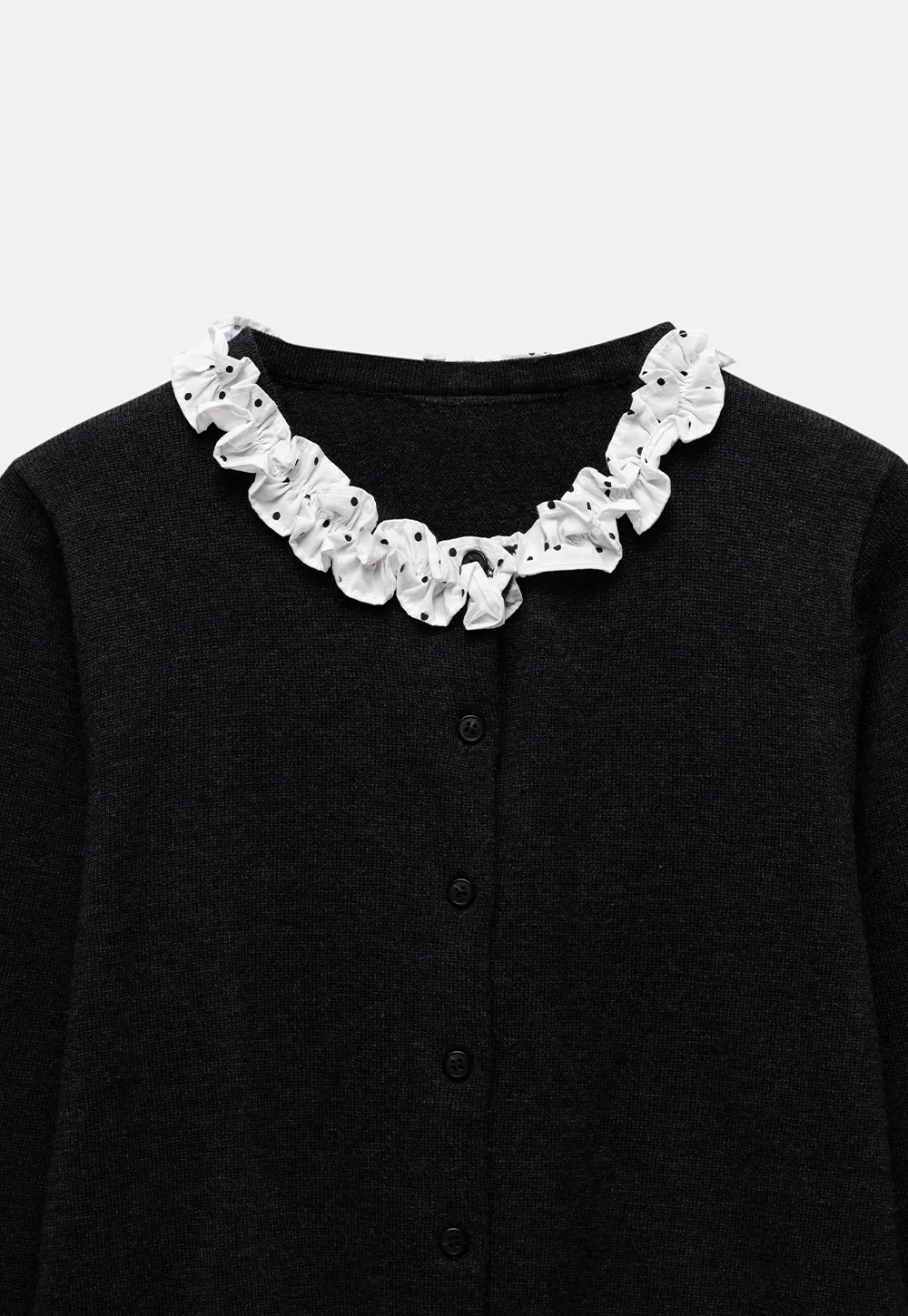 Ruffle Trim Button Down Knit Cardigan