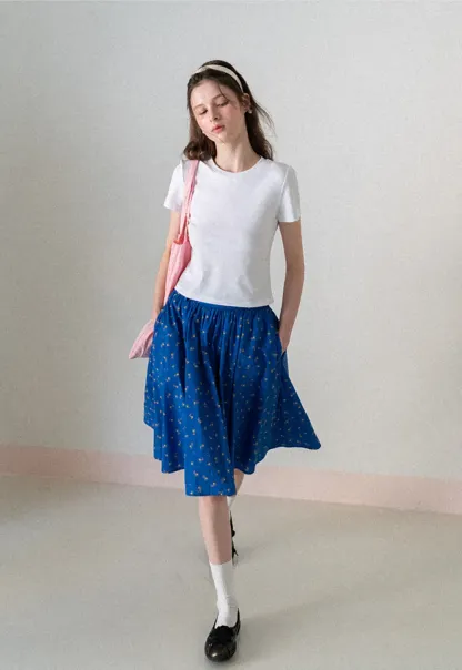 Short Sleeve Crew Neck T Shirt with Sheer Scarf Detail