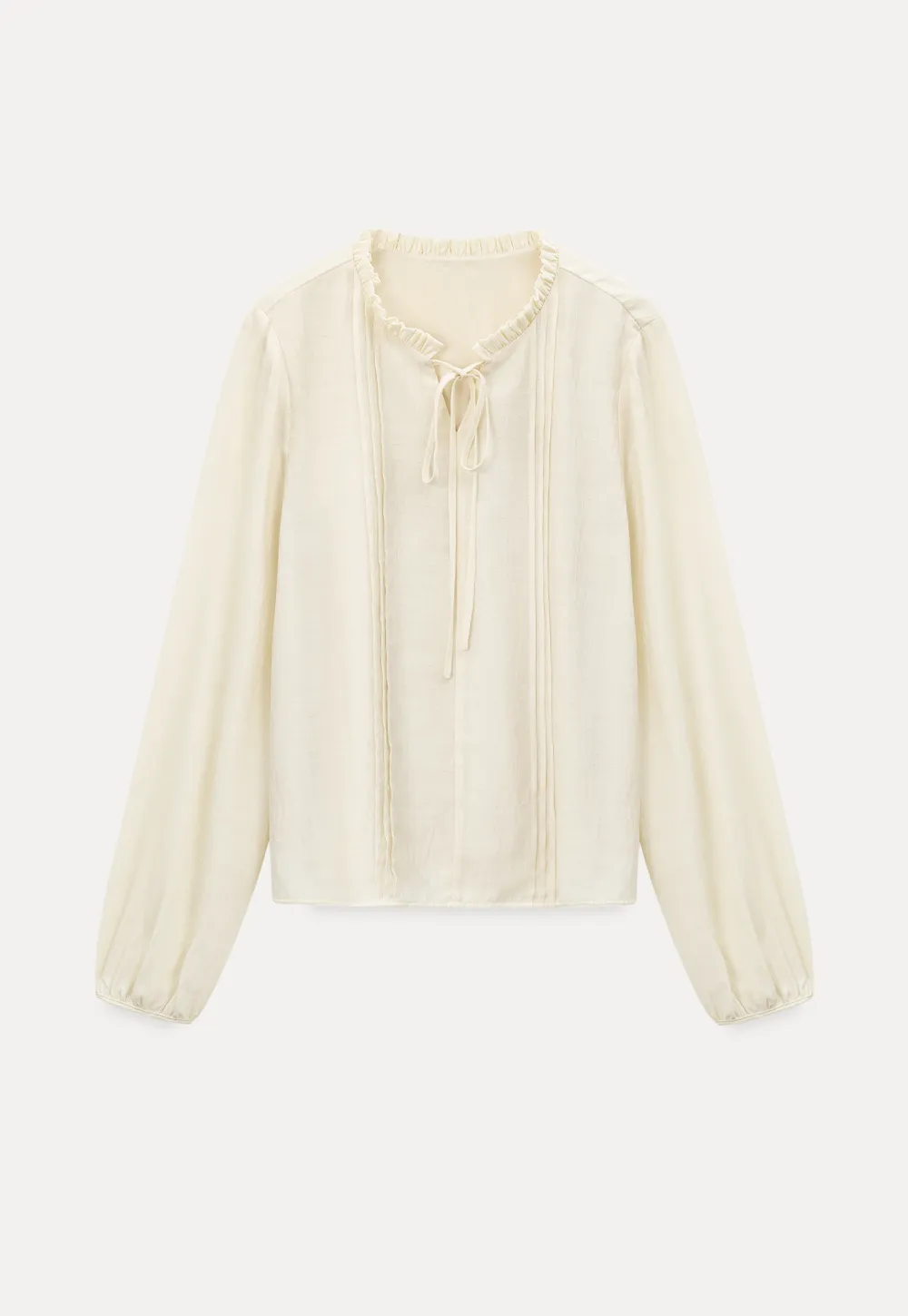 Shirt with ruffled collar and tie front layered skirt