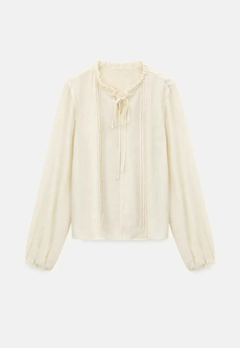 Shirt with ruffled collar and tie front layered skirt