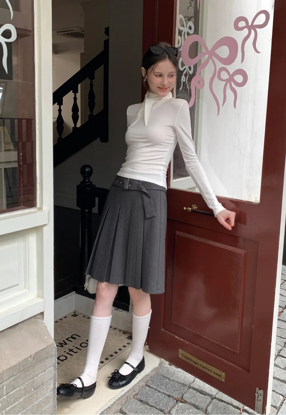 Tie Neck Long Sleeve T-Shirt Top