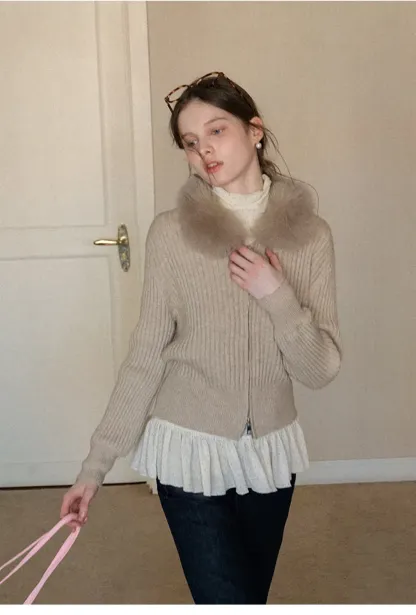 floral dot long sleeve top with ruffle hem