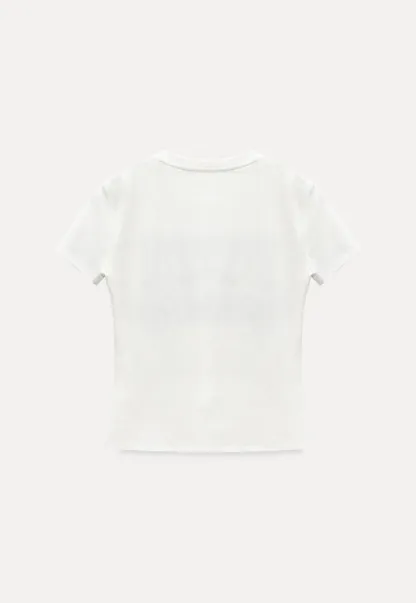 Short sleeve t shirt with embroidered pattern band