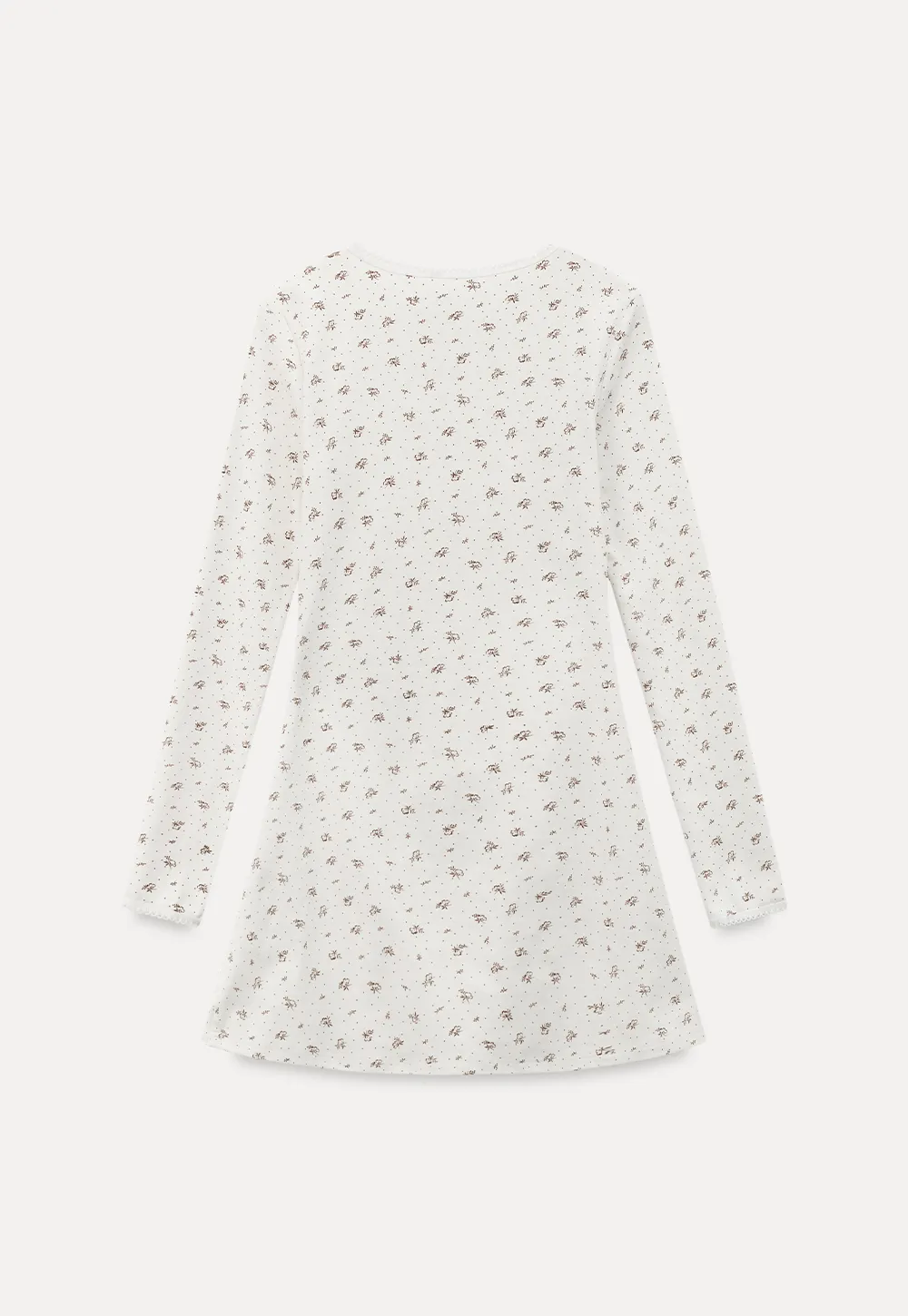 Long Sleeve Floral Print Dress with Cross Neck Detail