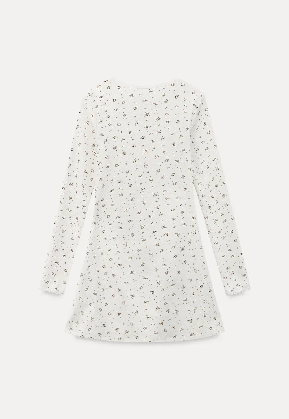 Long Sleeve Floral Print Dress with Cross Neck Detail