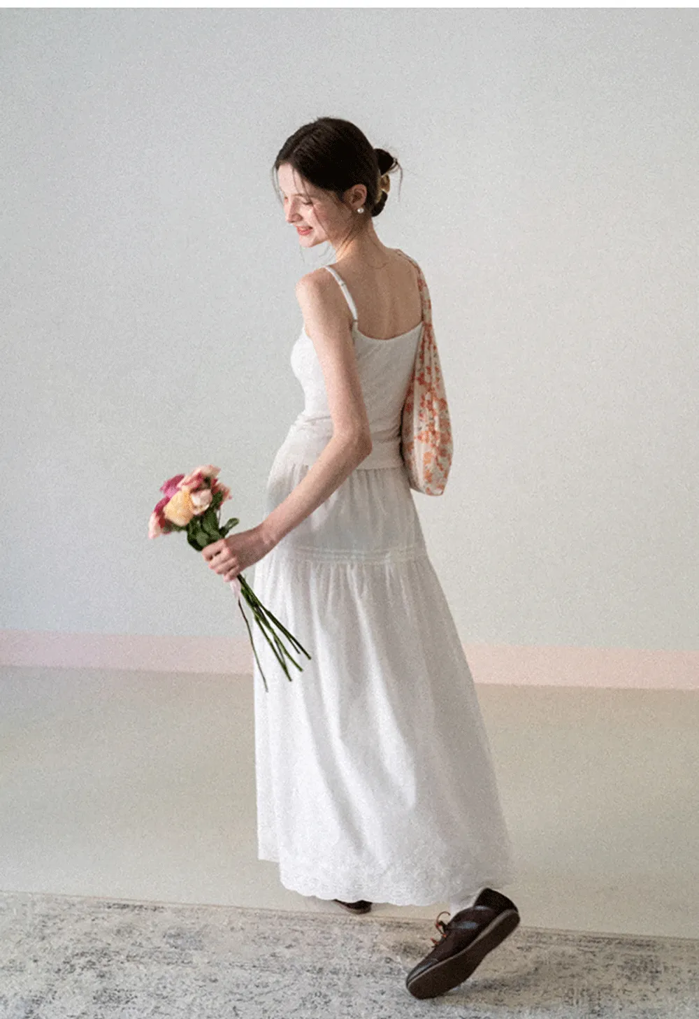 Tiered A-line Midi Skirt with Pleated Detail