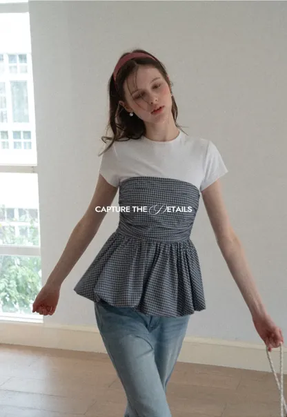 Smocked Waist Checkered Tank Top