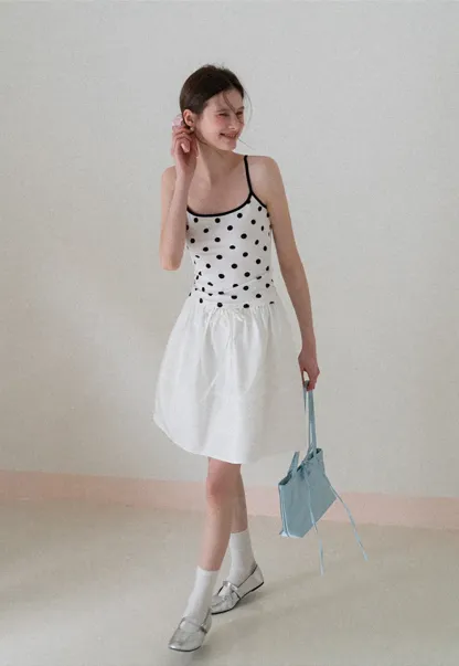 Polka Dot Tank Top with Thin Straps