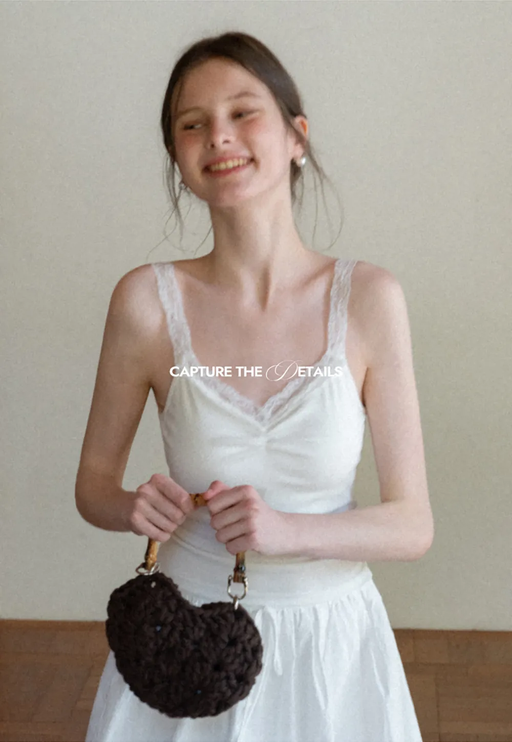 Lace Trimmed V Neck Camisole with Ruched Detail