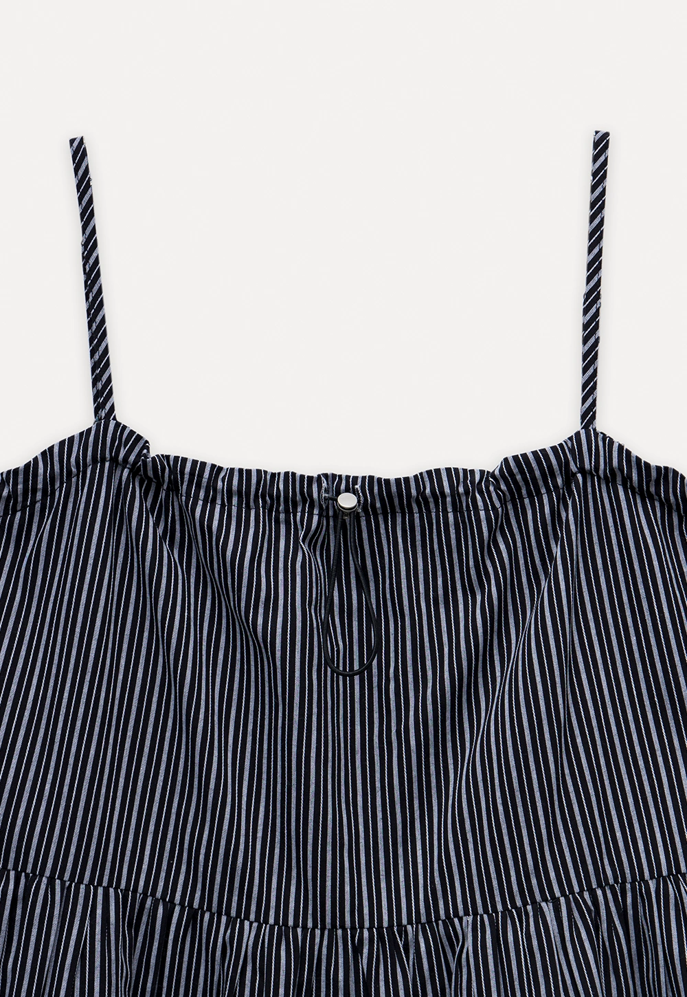Striped Spaghetti Strap Ruffled Peplum Top