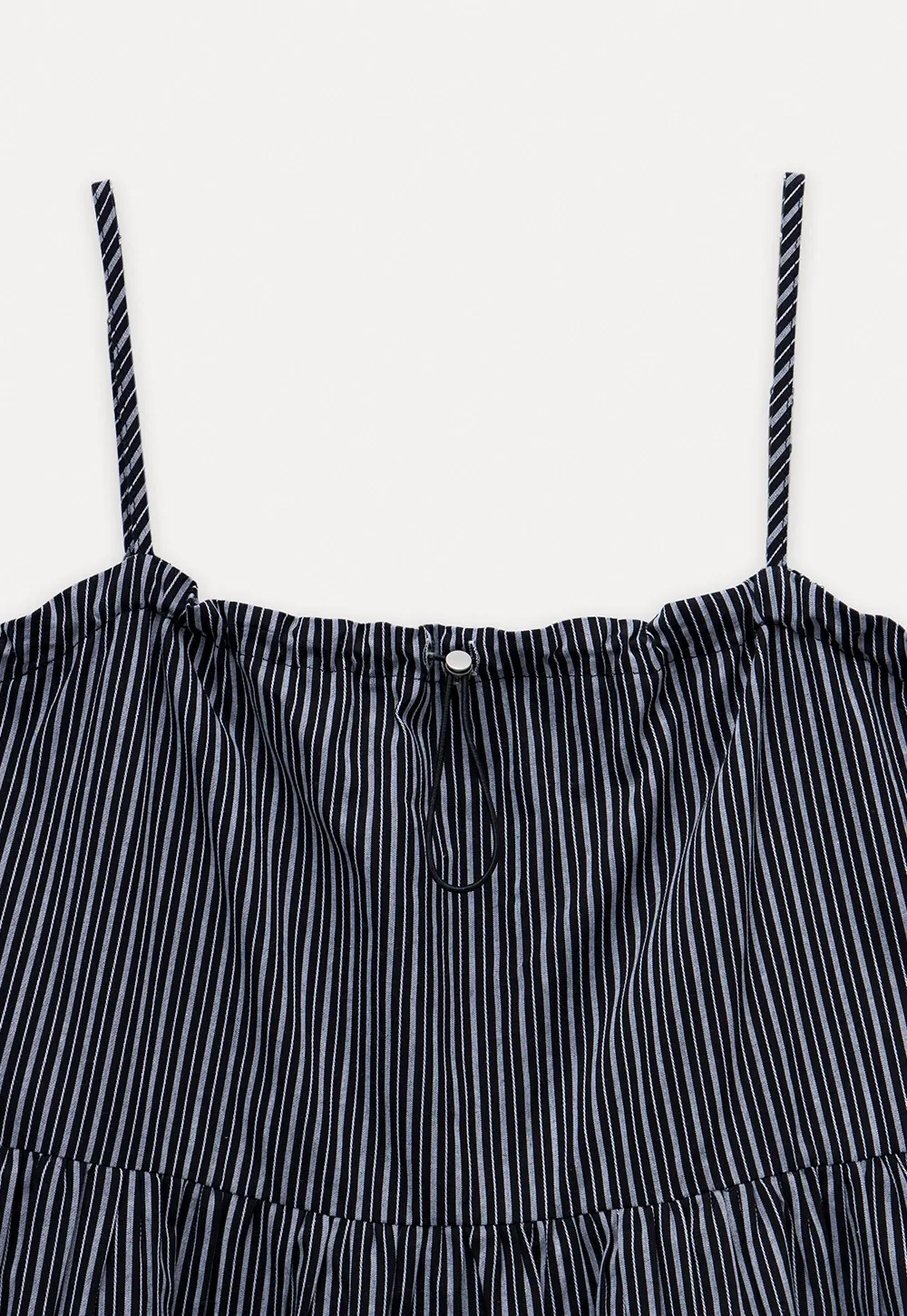 Striped Spaghetti Strap Ruffled Peplum Top