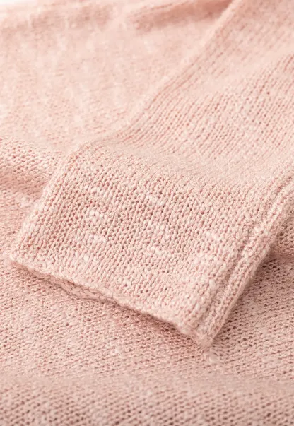 V Neck Knit Sweater with Floral Button Detail