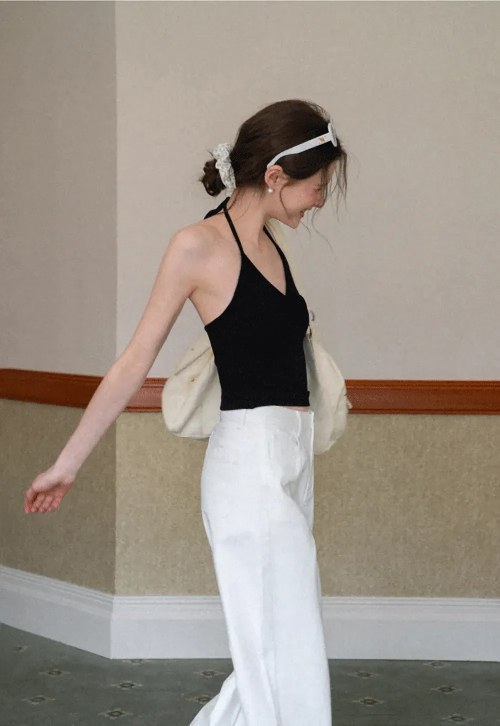 Striped cardigan with buttons and V neck tank top