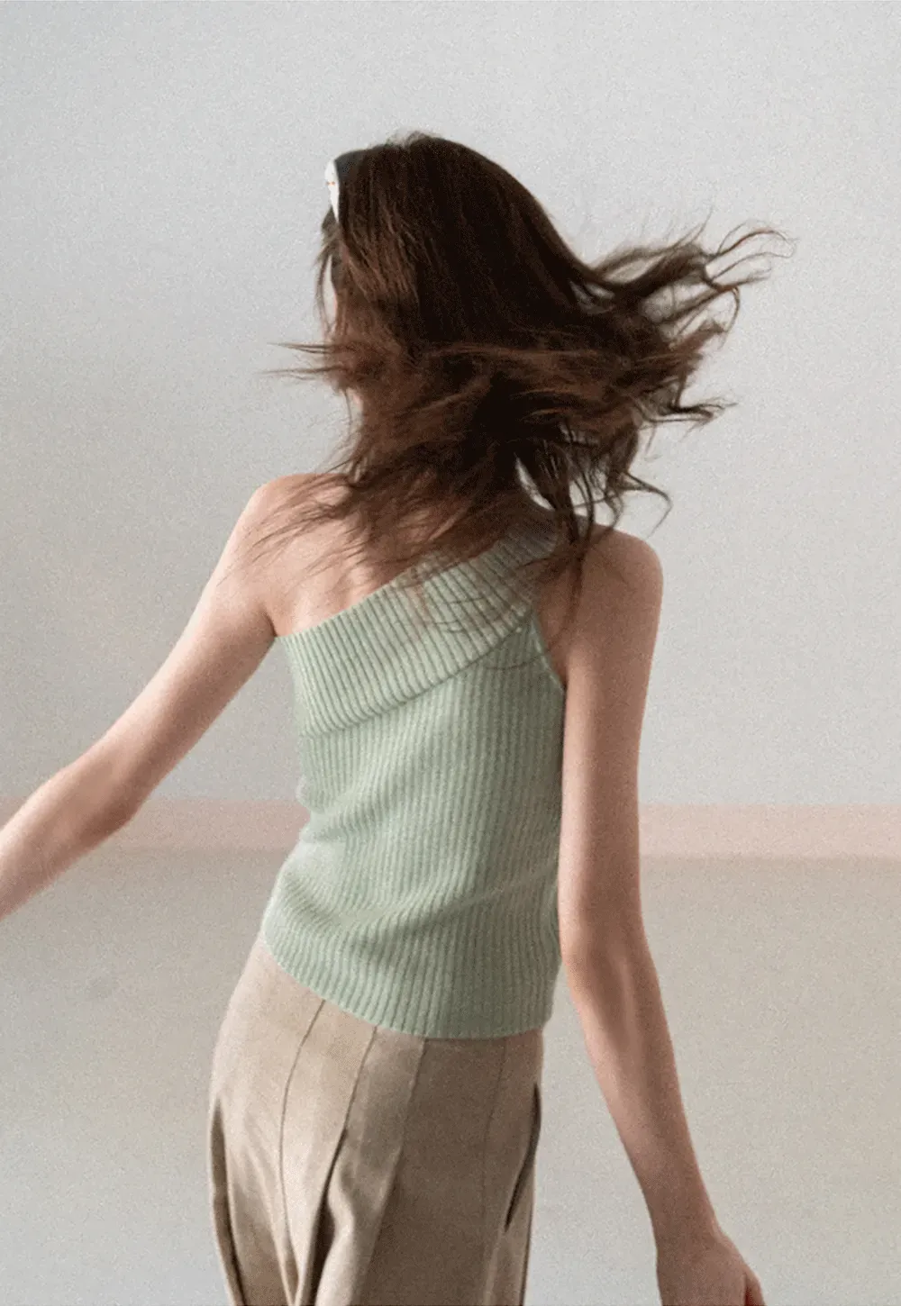 Asymmetrical Ribbed Knit Sleeveless Top