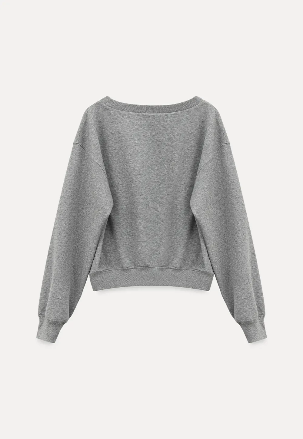 Gray Off Shoulder Sweatshirt with Bold Lettering and Year Print