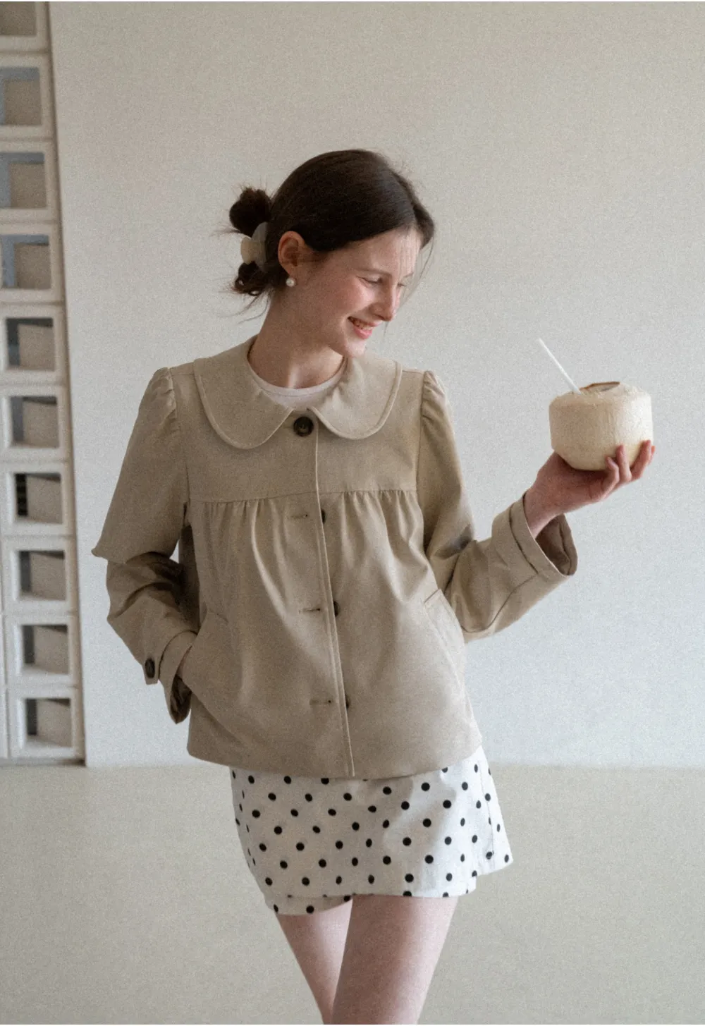 Short Jacket with Peter Pan Collar and Buttons