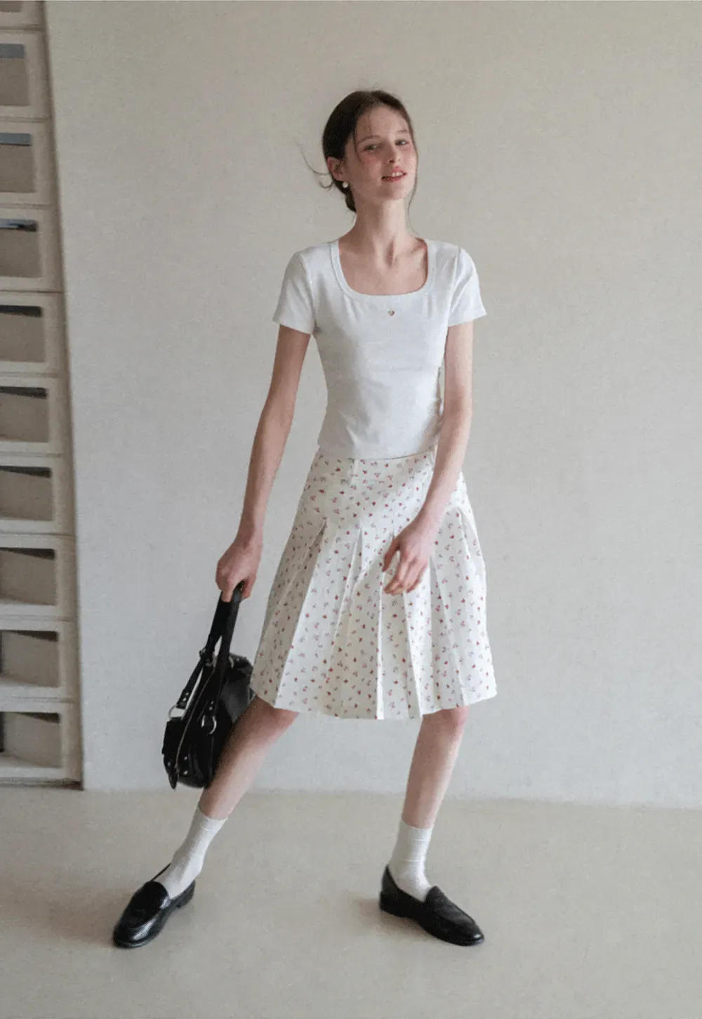 Short Sleeve Crop Top with Square Neckline