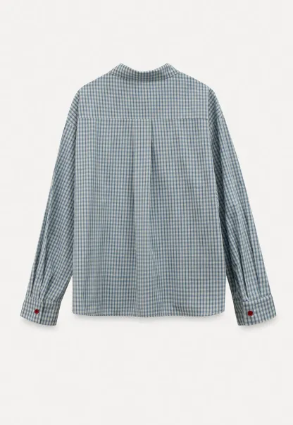 Oversized Checkered Button Up Shirt with Pocket Design