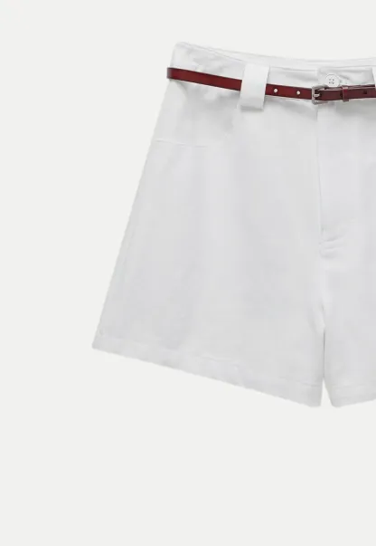 Women’s Belted High-Waist Cotton Shorts