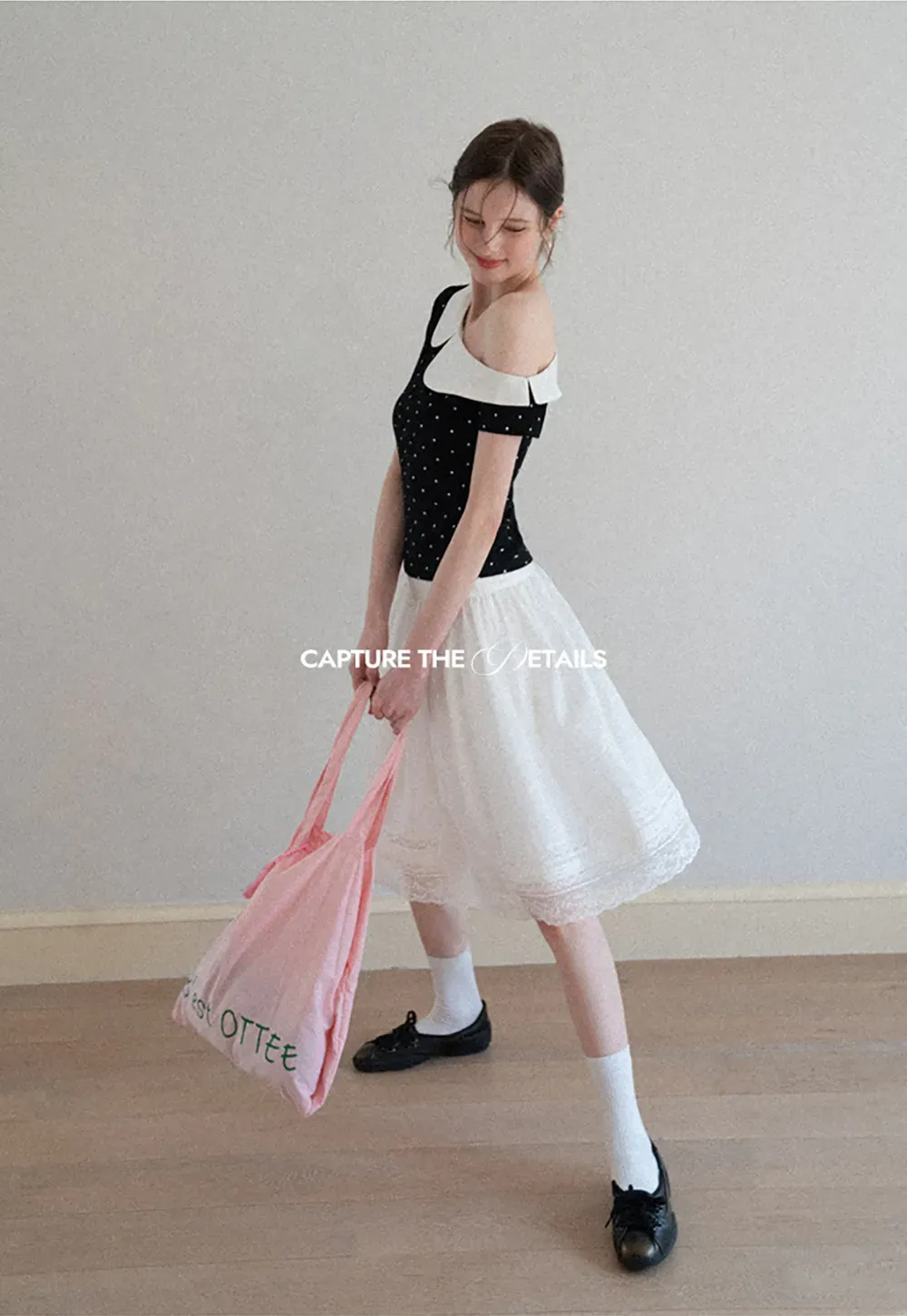 Lace Trimmed Pleated Midi Skirt