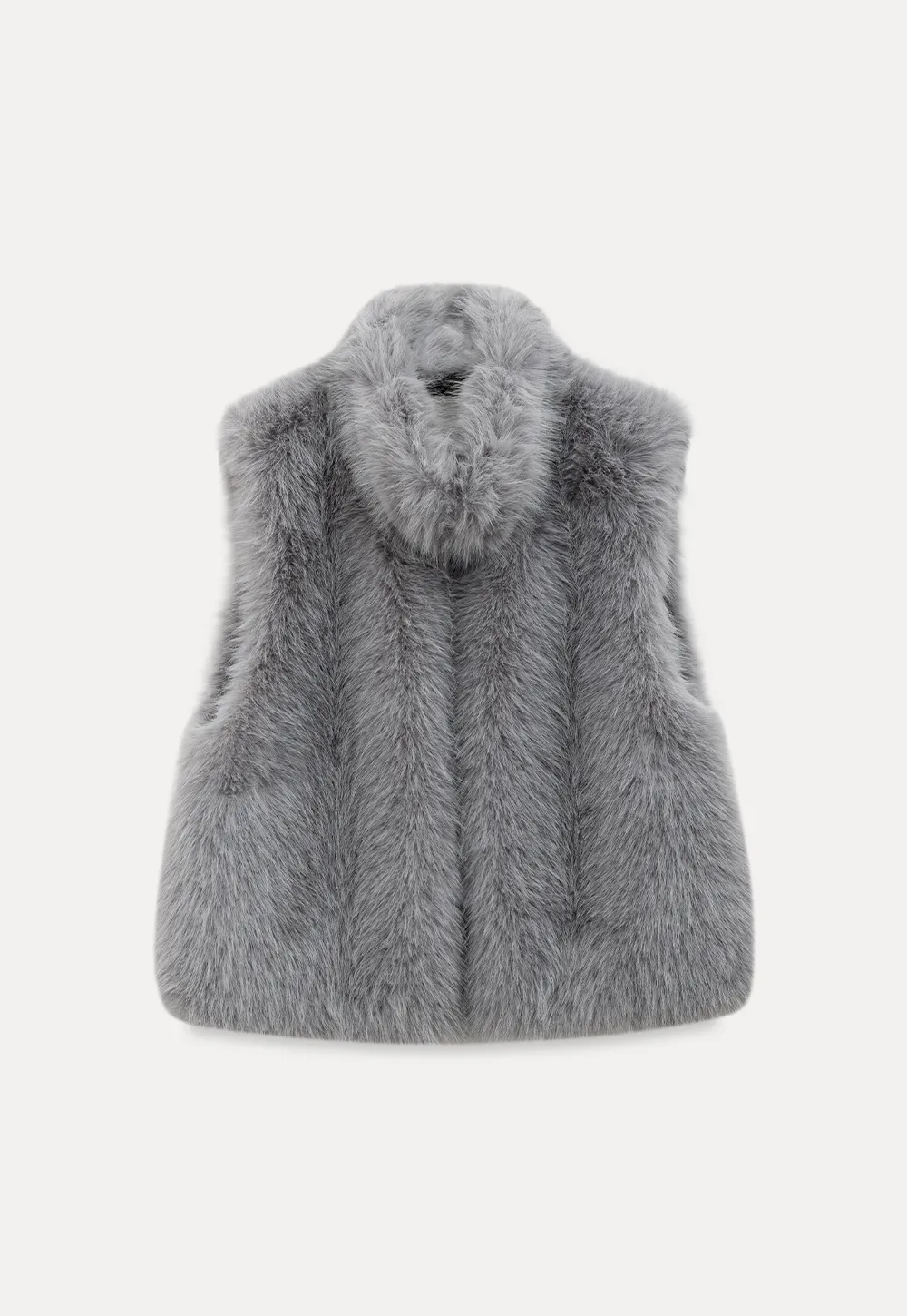 Fur Vest with High Collar Design