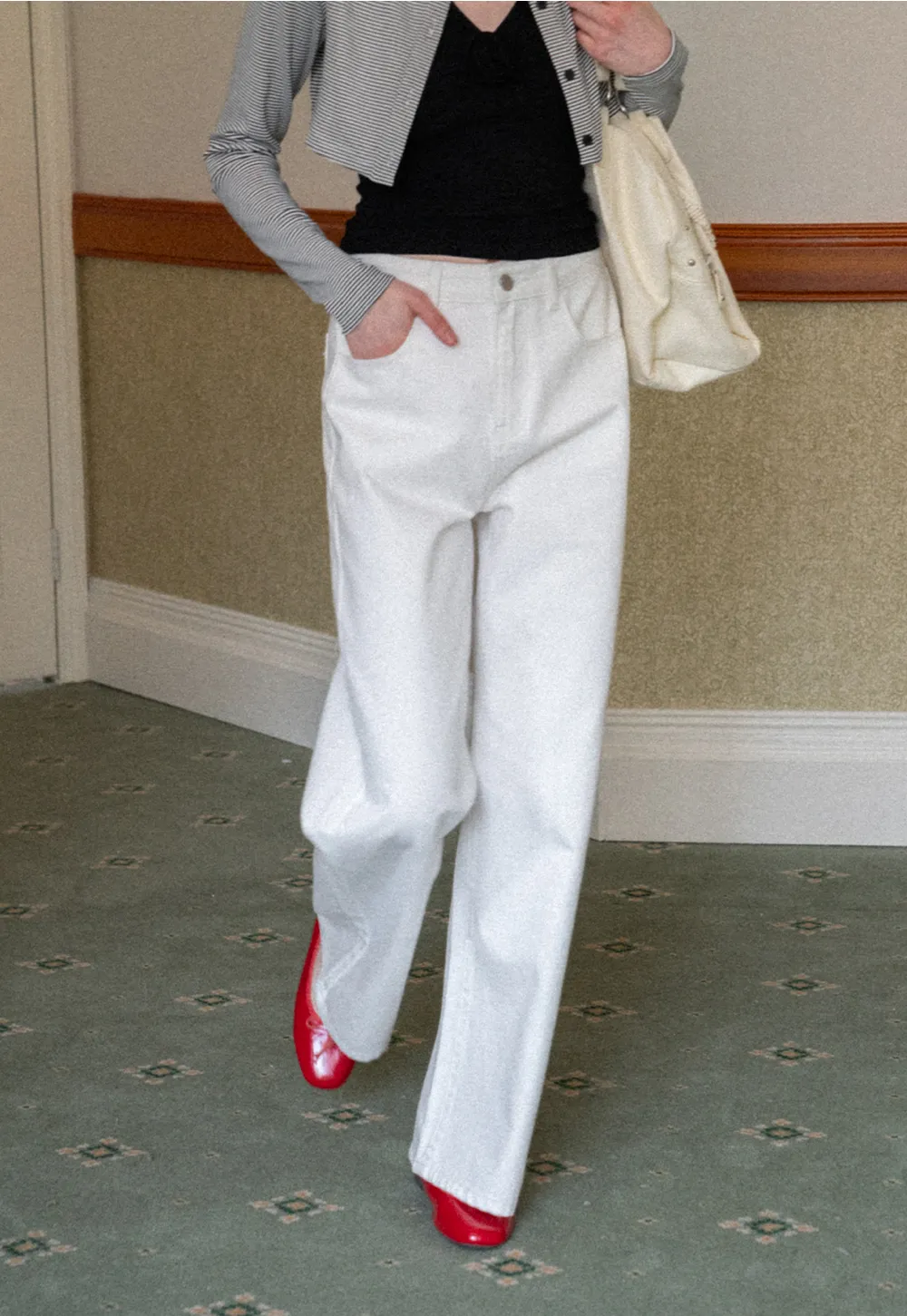 Wide leg high waist denim pants