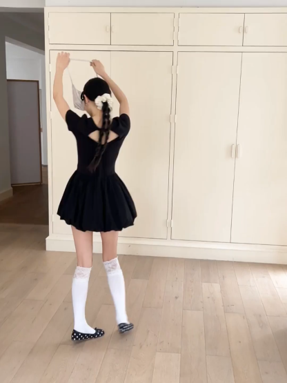 Short Sleeve Dress with Back Cutout and Bow Detail