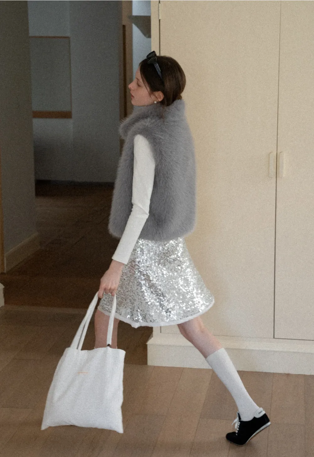 Fur Vest with High Collar Design