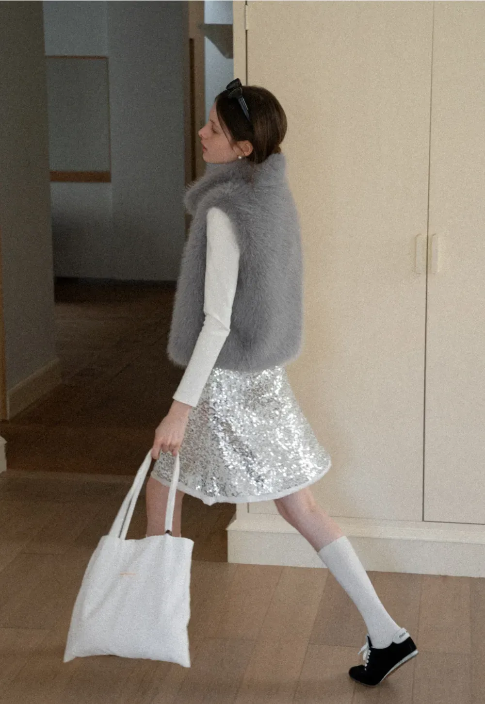 Fur Vest with High Collar Design