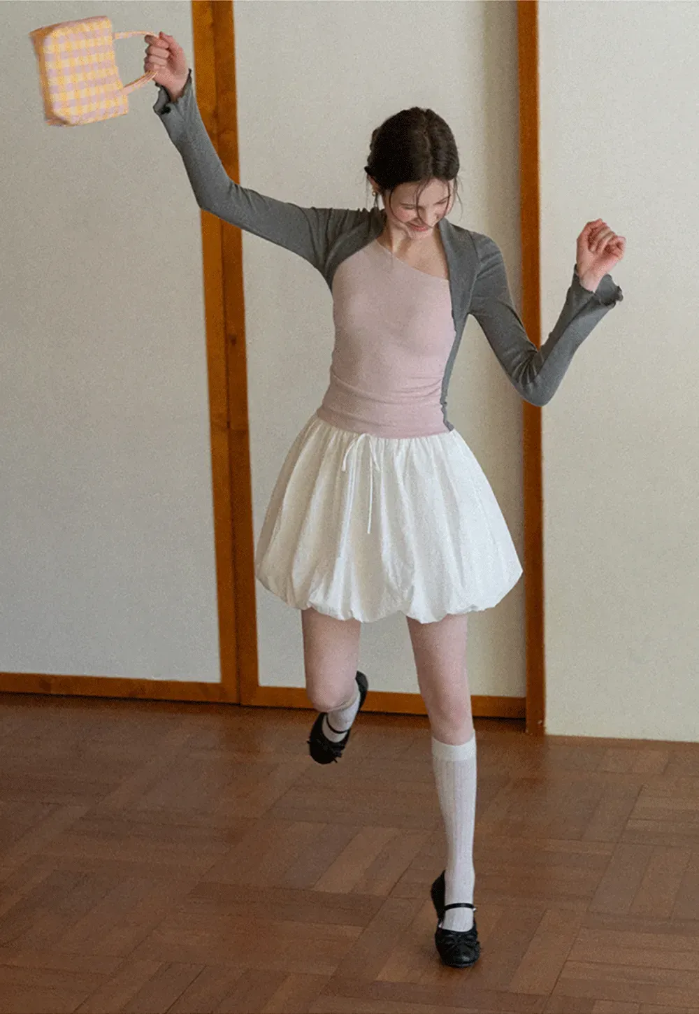 Puffed skirt with drawstring waist