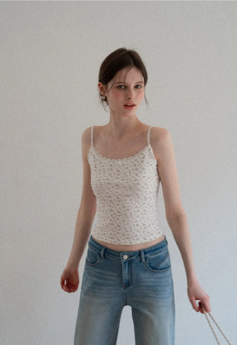 Short sleeve floral print top and tank top set