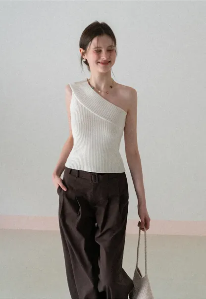 Wide Leg Pleated Casual Pants with Belt