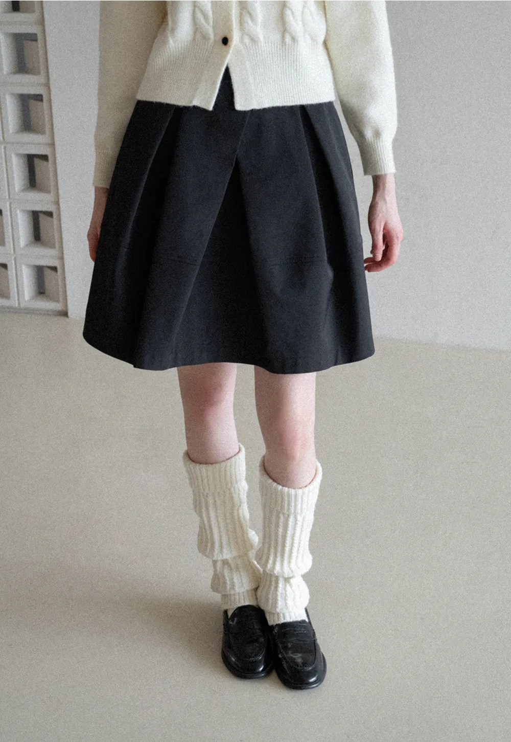Pleated A Line Mini Skirt with Layered Design