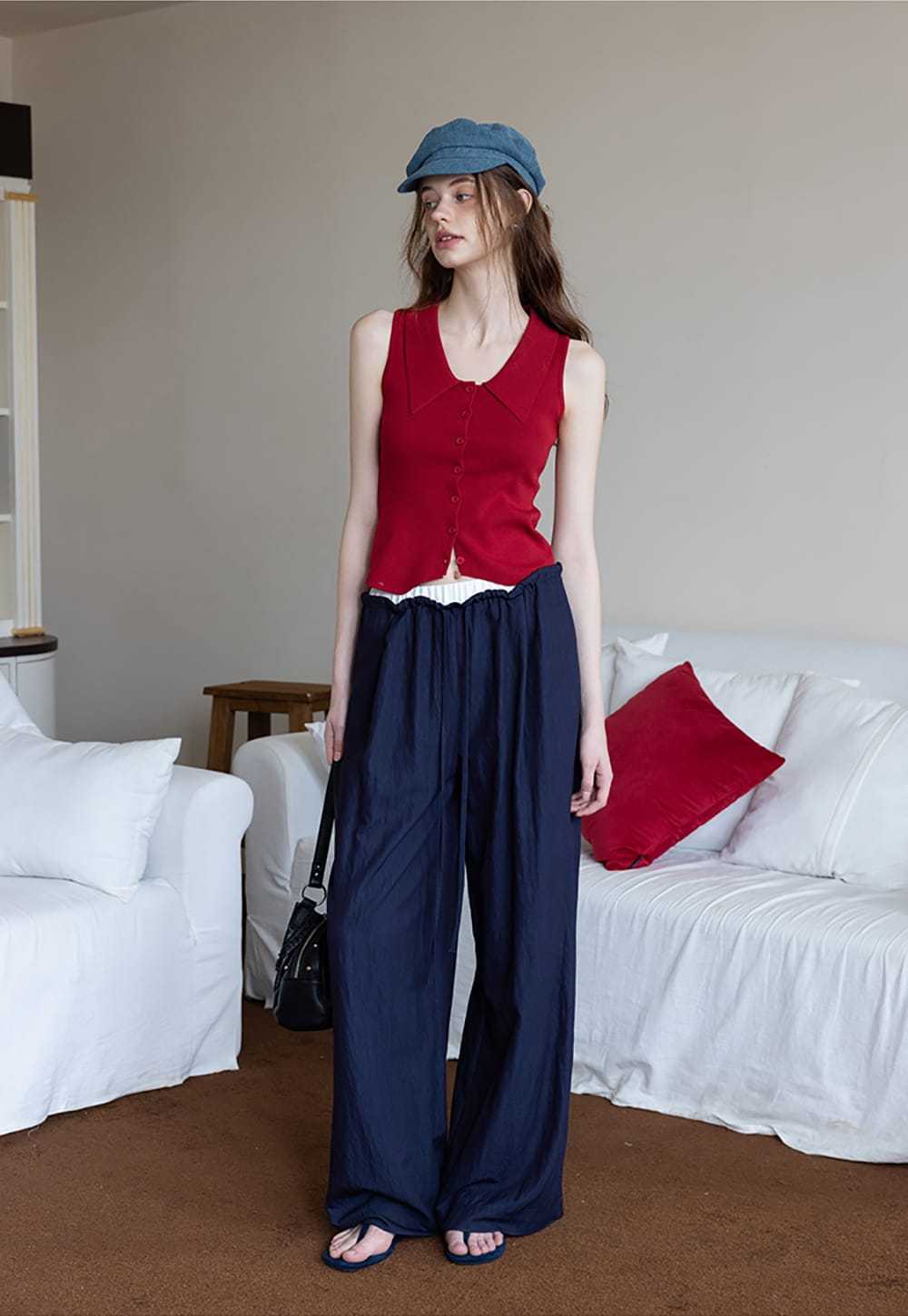 Relaxed Fit Crinkle Pants