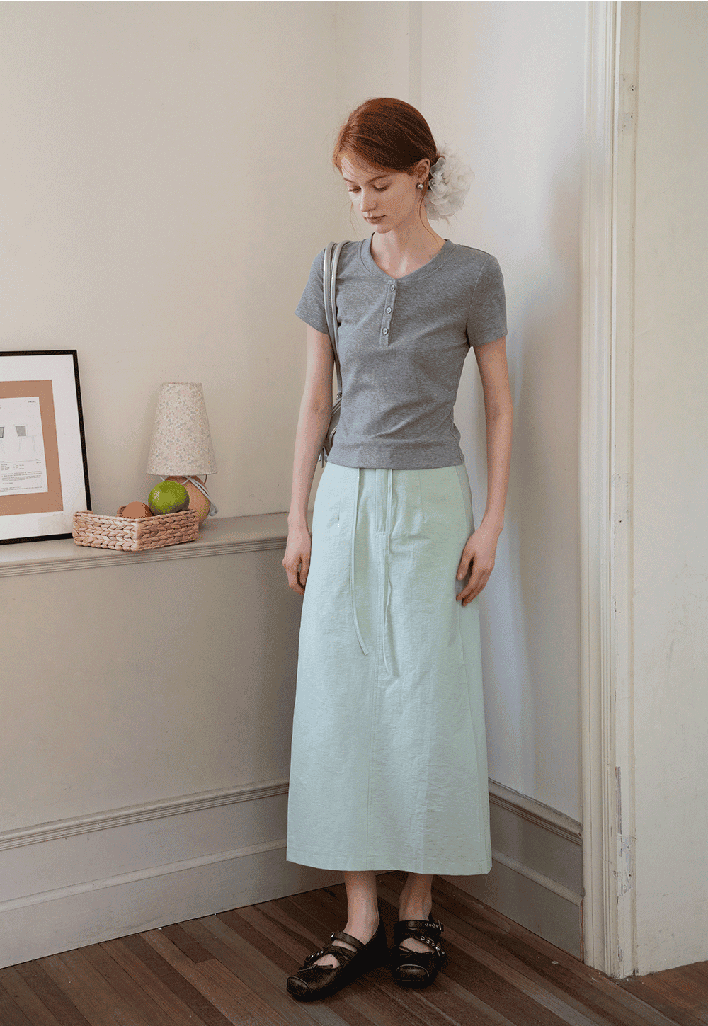 Women’s Ribbed Button Neck T-Shirt