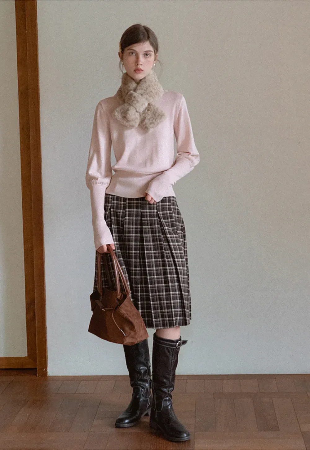 Casual Basic Knitwear, Classic Round Neck Long Sleeve Top