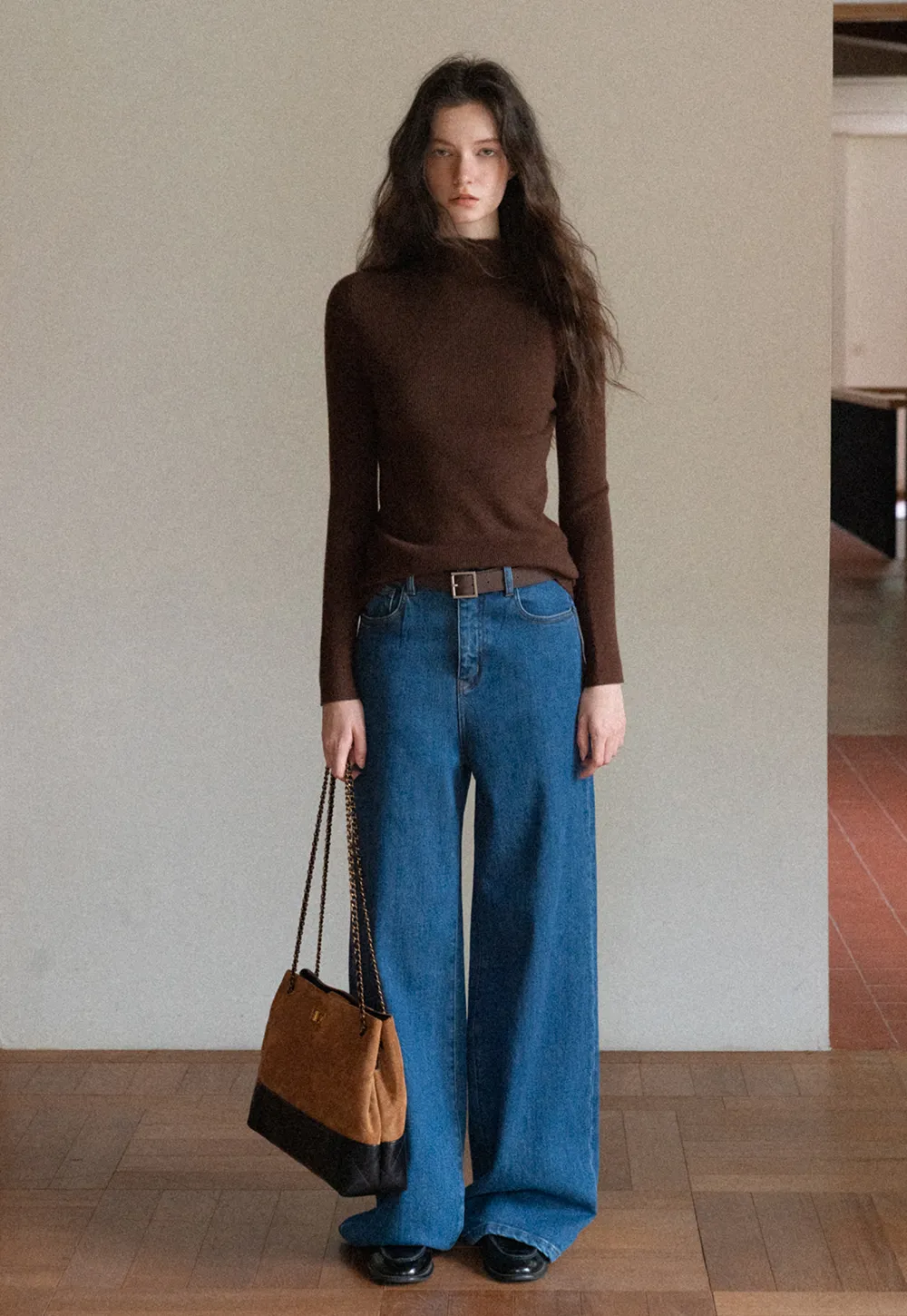 Mock Neck Ribbed Knit Sweater