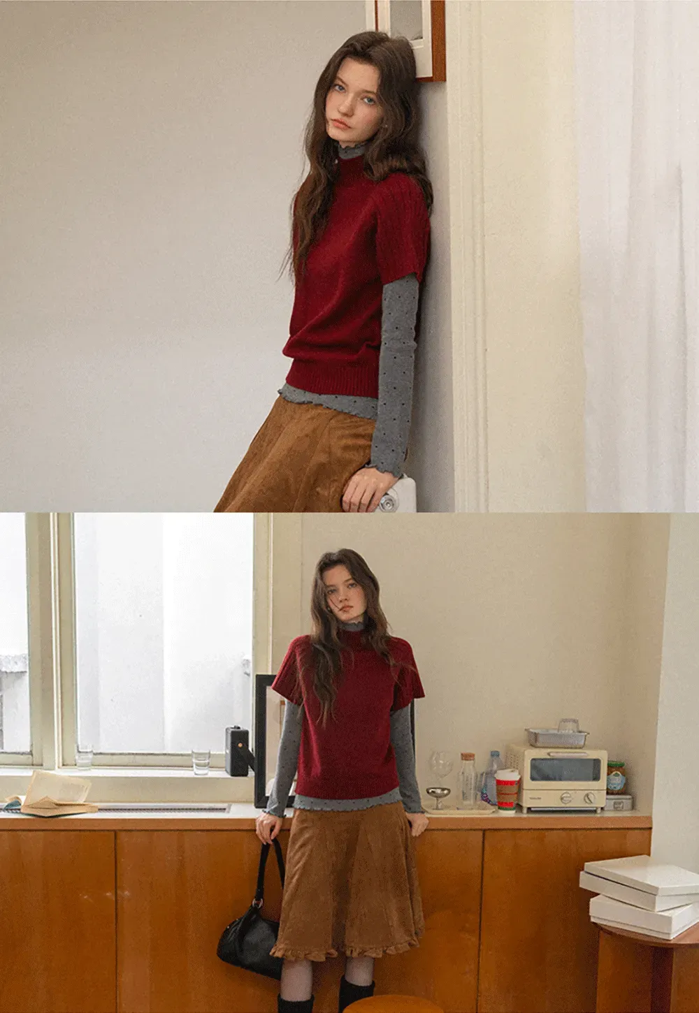 Olive Short Sleeve Mock Neck Knit Top