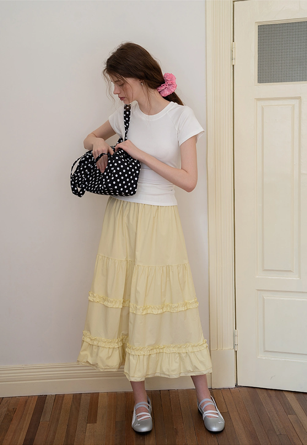 Tiered Ruffle Midi Skirt