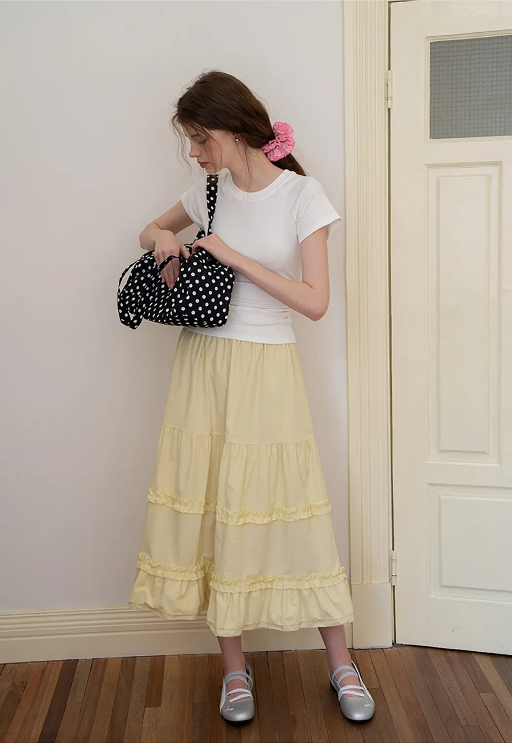 Tiered Ruffle Midi Skirt