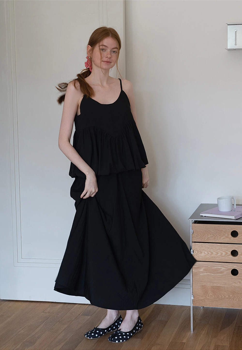 Women's V-Neck Peplum Cami Top with Empire Waist