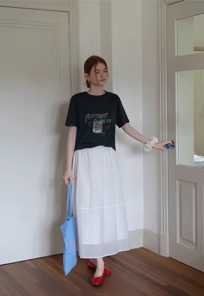 Women’s Elastic-Waist Flowy Midi Skirt