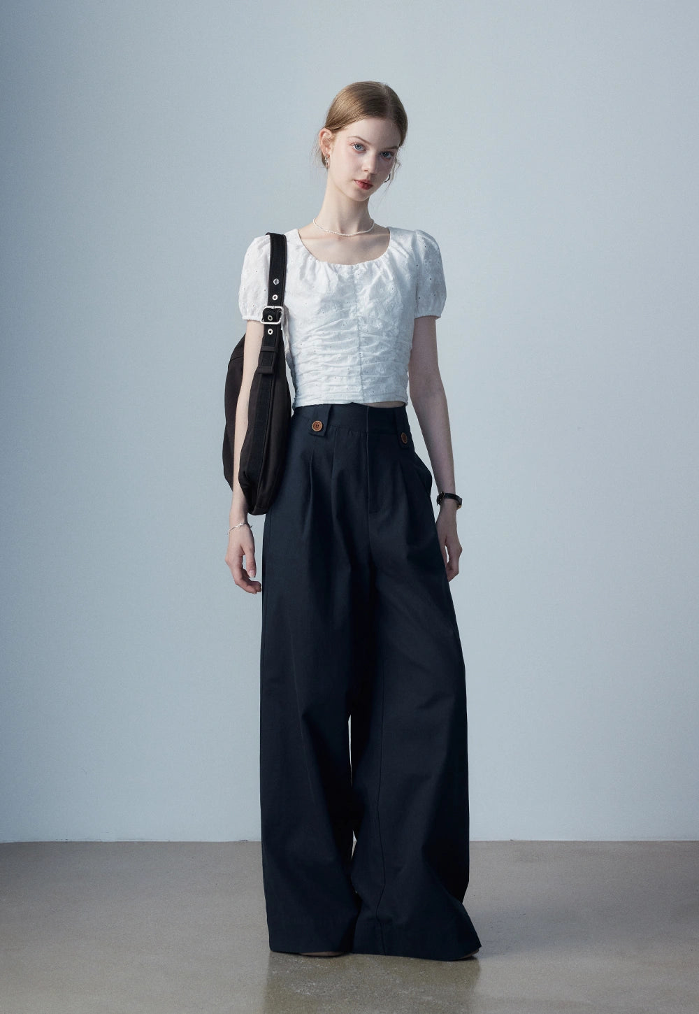 Women's White Eyelet Puff Sleeve Top
